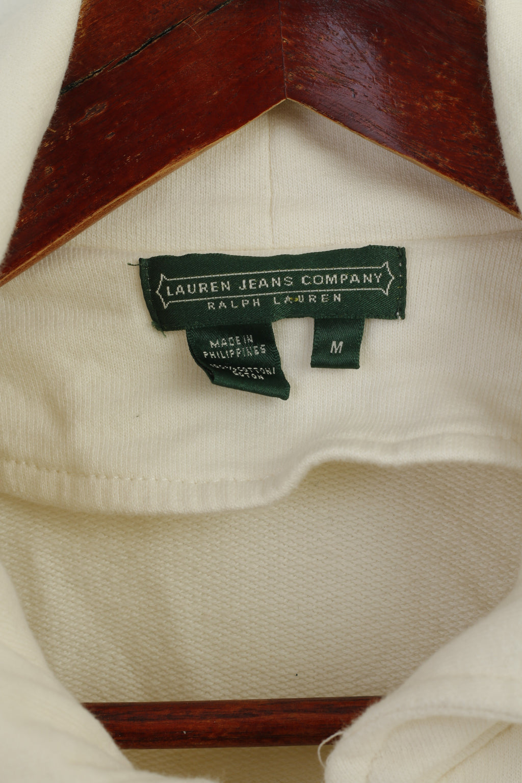 LAUREN Jeans Company Women M Sweatshirt Cream Cotton Buttoned Casual Top