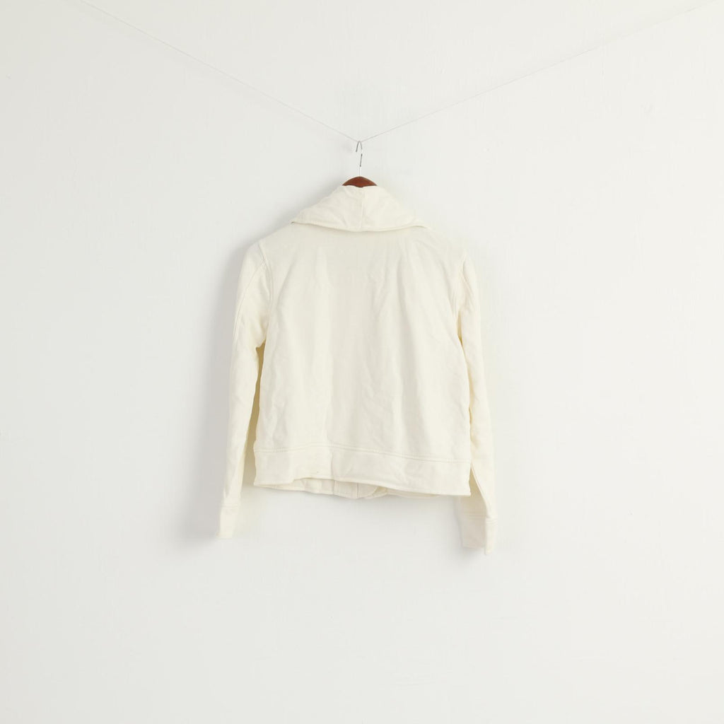 LAUREN Jeans Company Women M Sweatshirt Cream Cotton Buttoned Casual Top