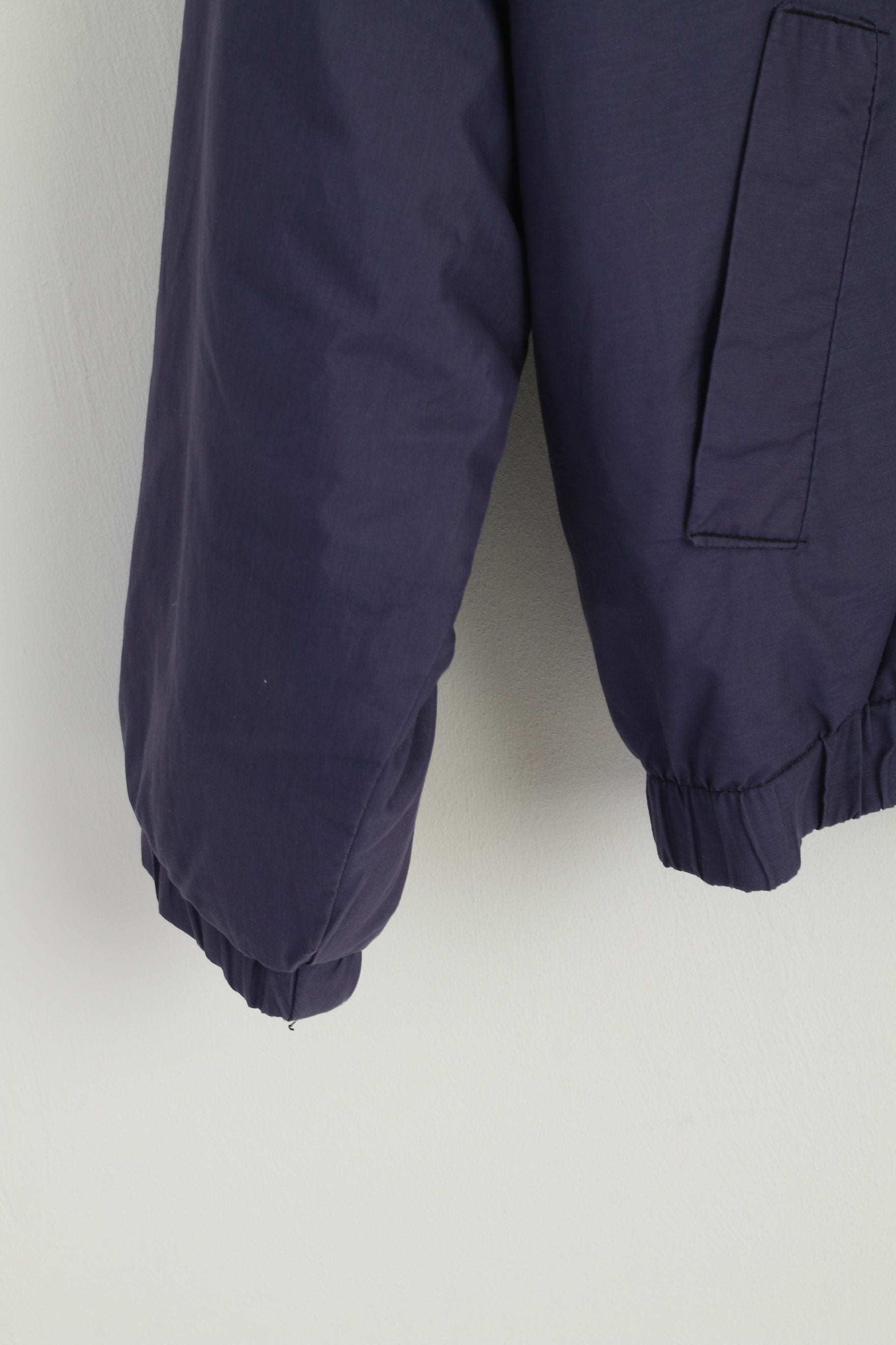 Vintage Men L Bomber Jacket Purple Full Zipper Padded Warm Retro Top