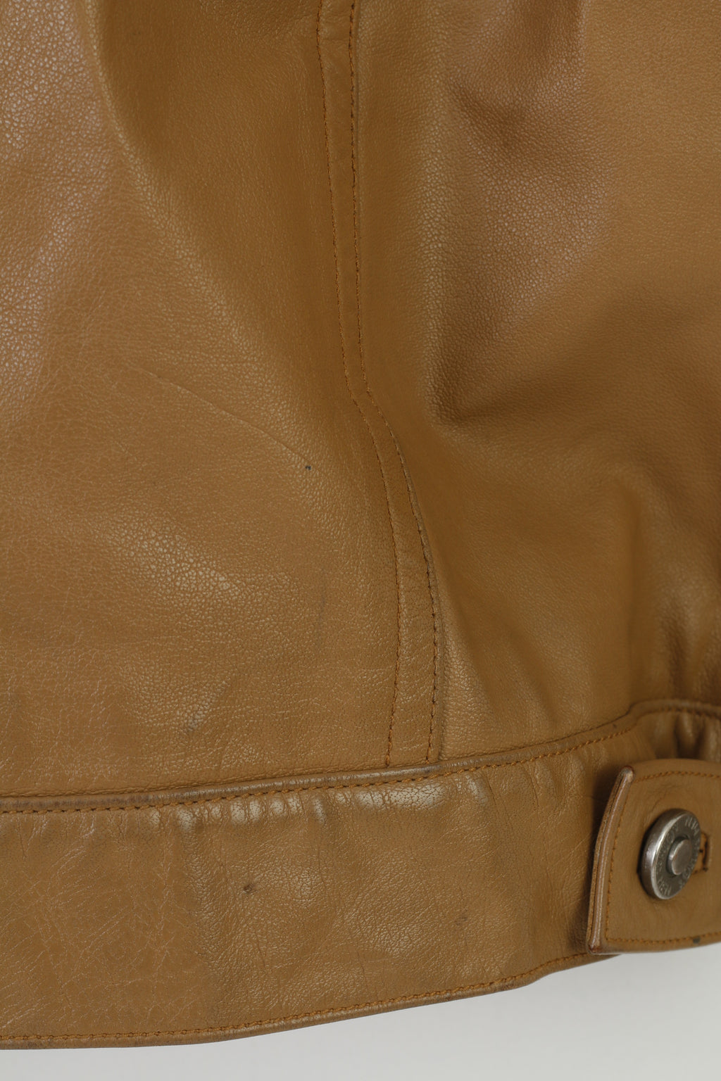 S. Oliver Men L Leather Jacket Brown Collar Bottoms Vintage Pockets Top