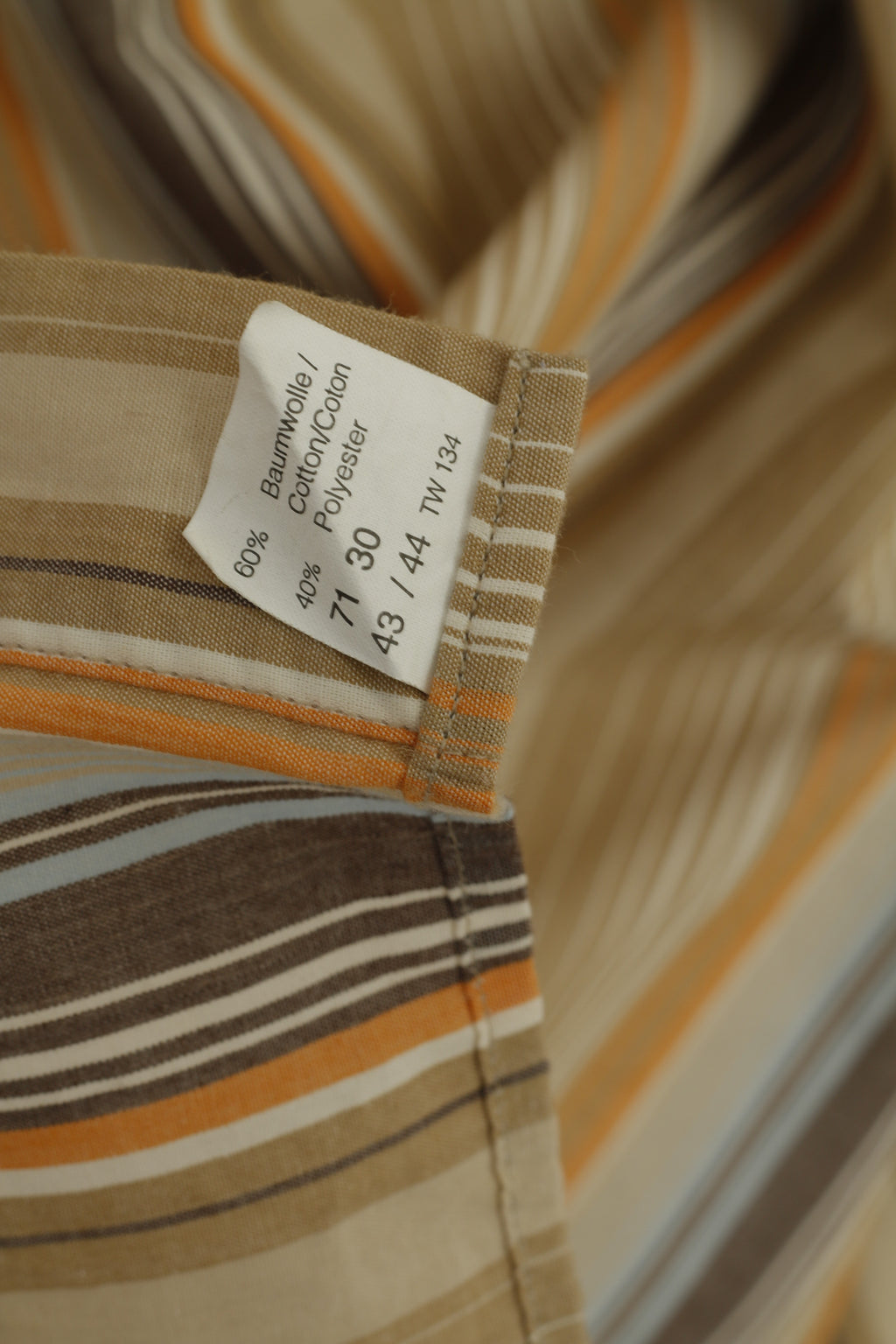 Mc KAY Men XL Casual Shirt Brown Striped Cotton VintageWestern Long Sleeve Top