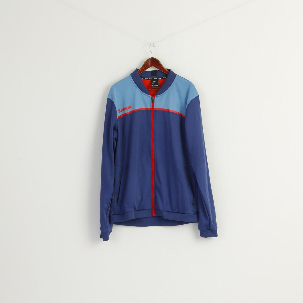 Kempa Men XXL Sweatshirt Blue Shiny Zip Up Sportswear Activewear Track Top