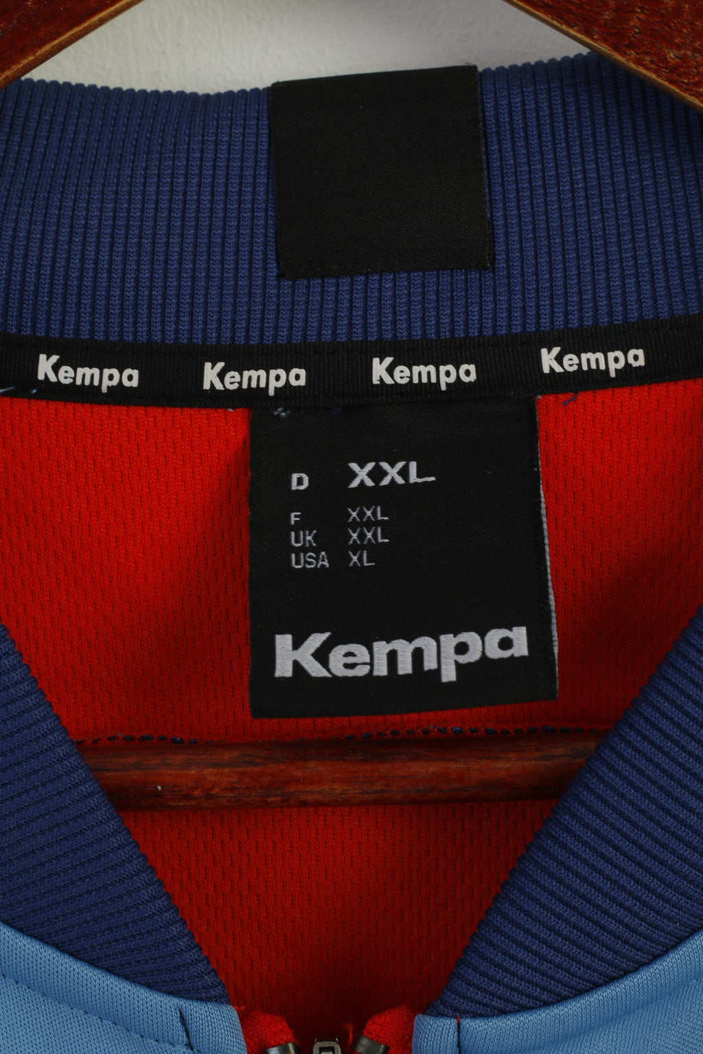 Kempa Men XXL Sweatshirt Blue Shiny Zip Up Sportswear Activewear Track Top