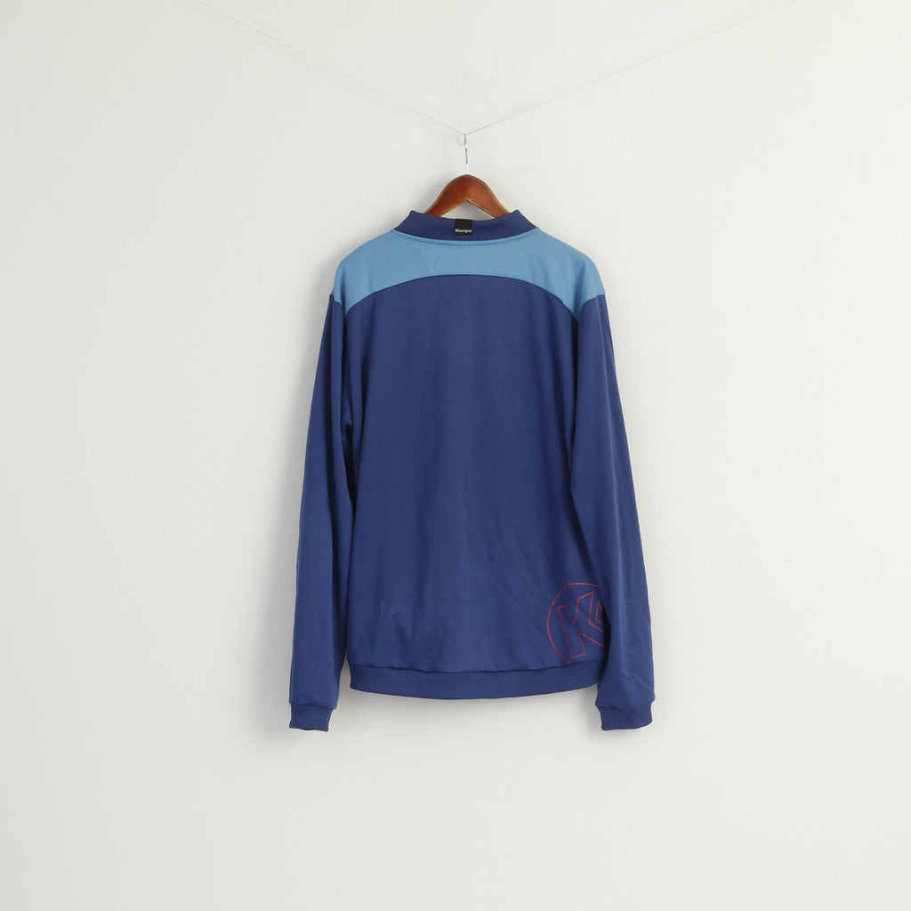 Kempa Men XXL Sweatshirt Blue Shiny Zip Up Sportswear Activewear Track Top