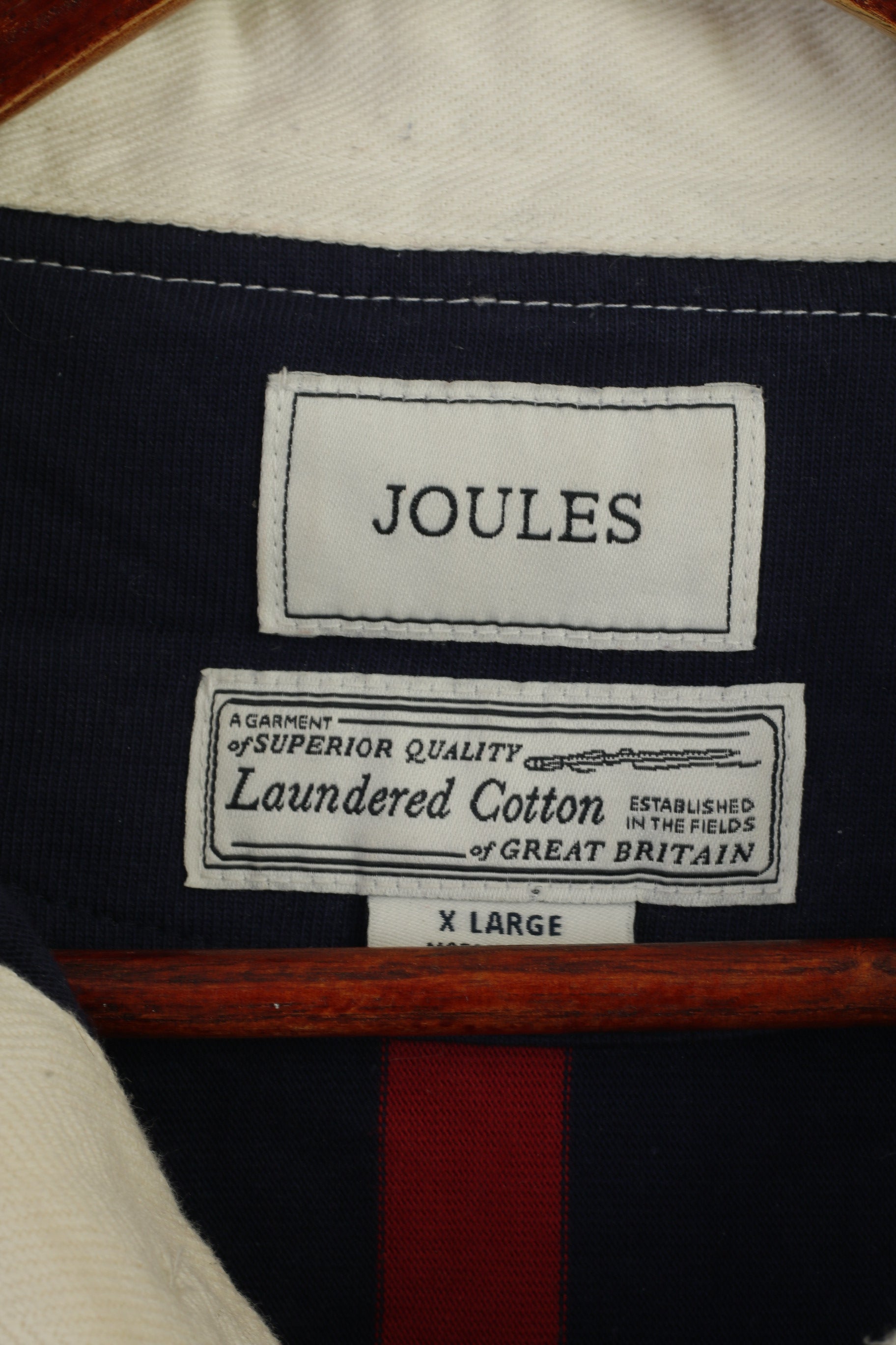 JOULES Men XL Polo Shirt Navy Striped England Rugby Club Long Sleeve Top