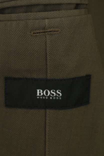 Hugo Boss Men 42 52 Blazer Khaki Wool Super 110 Petto Giacca Top