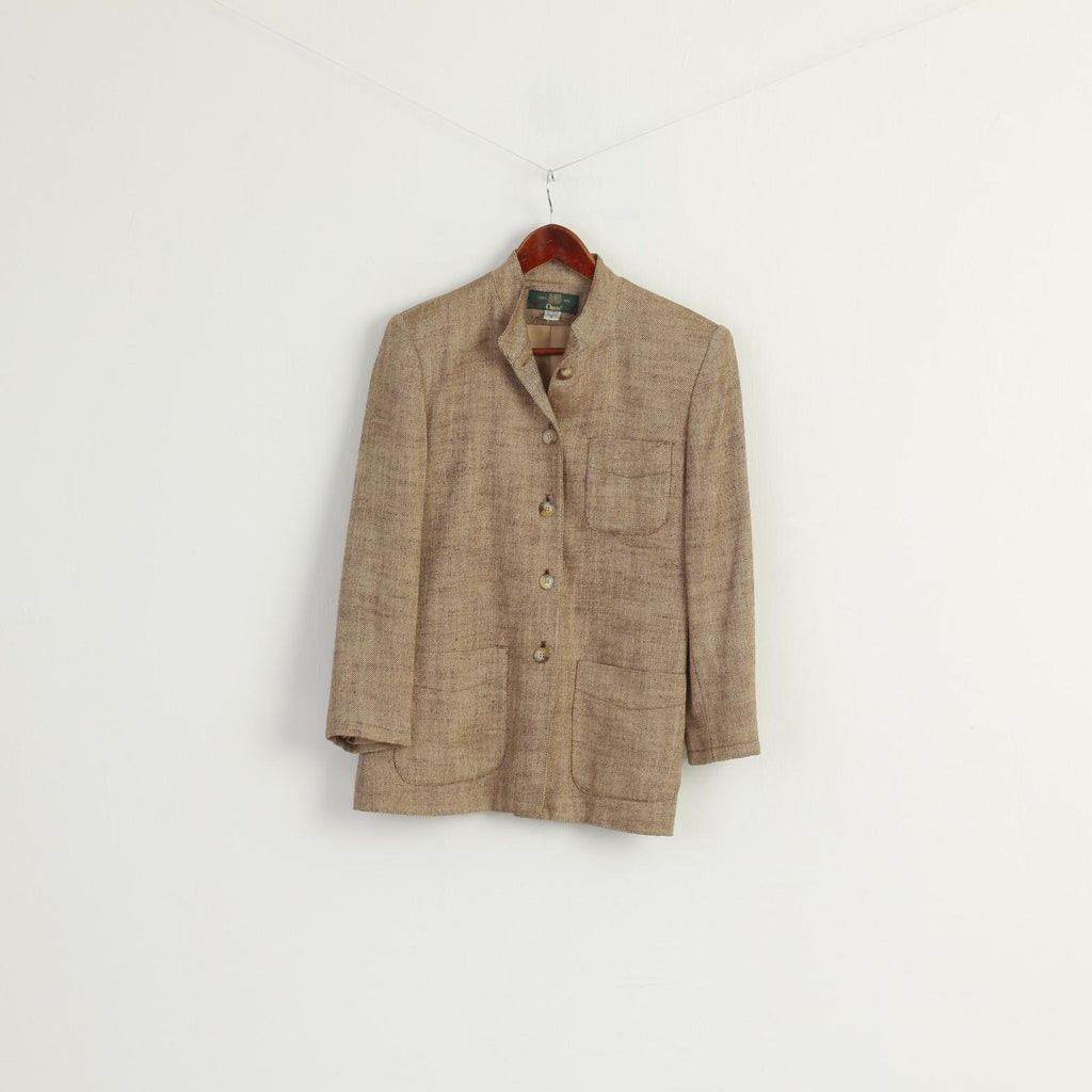 Orvis Women 6 S Blazer Brown Rayon Linen Vintage Butonned Classic Jacket