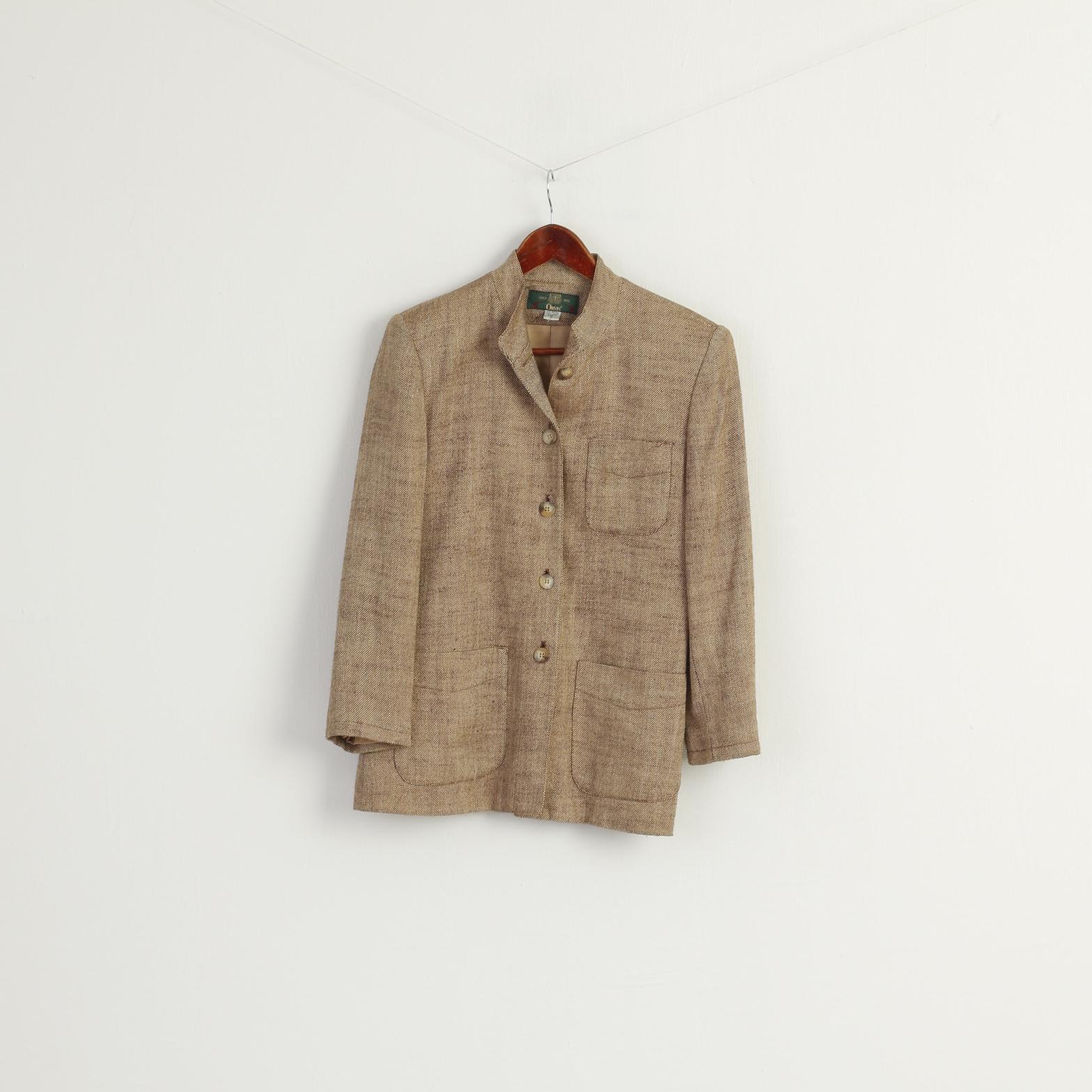 Orvis Women 6 S Blazer Brown Rayon Linen Vintage Butonned Classic Jacket