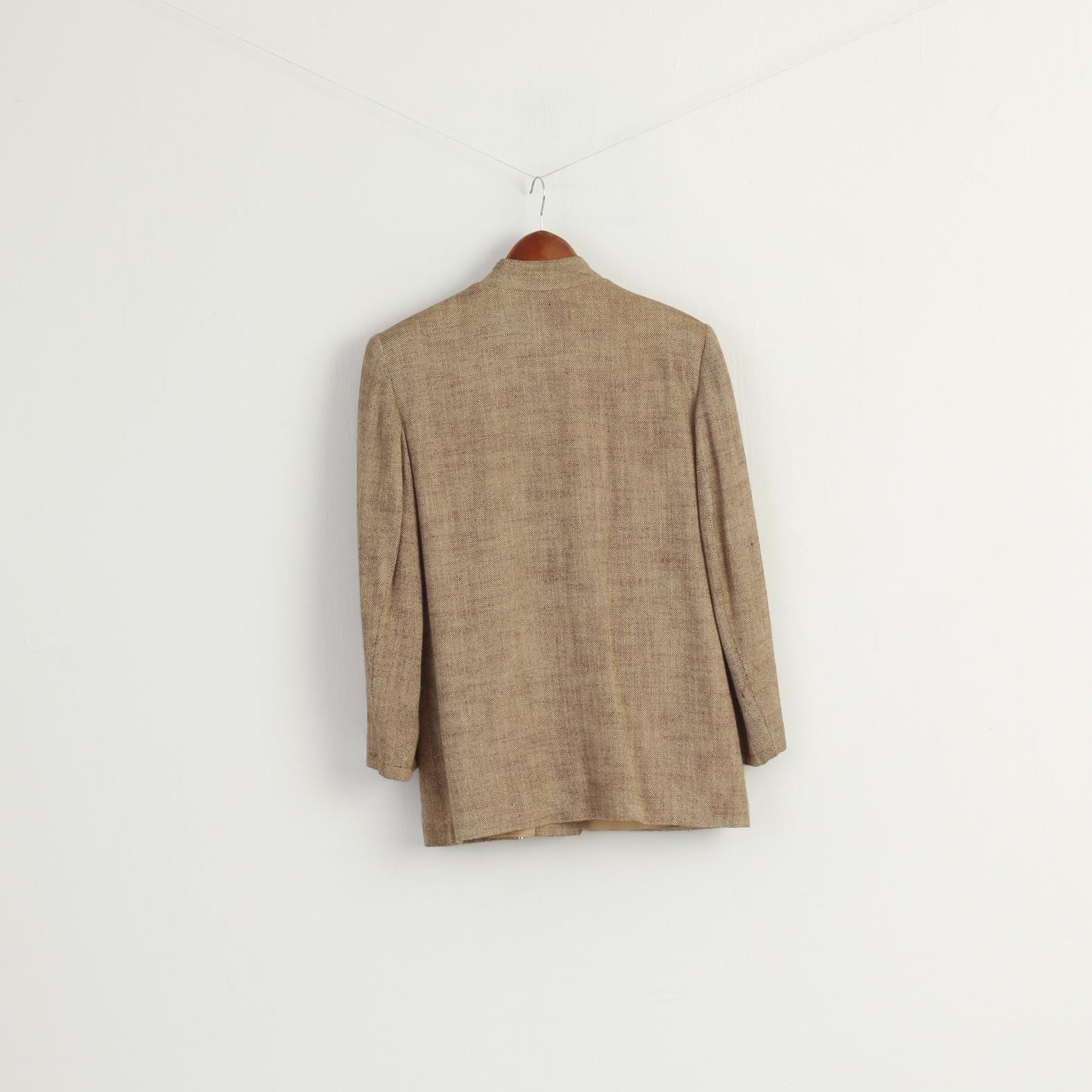 Orvis Women 6 S Blazer Brown Rayon Linen Vintage Butonned Classic Jacket
