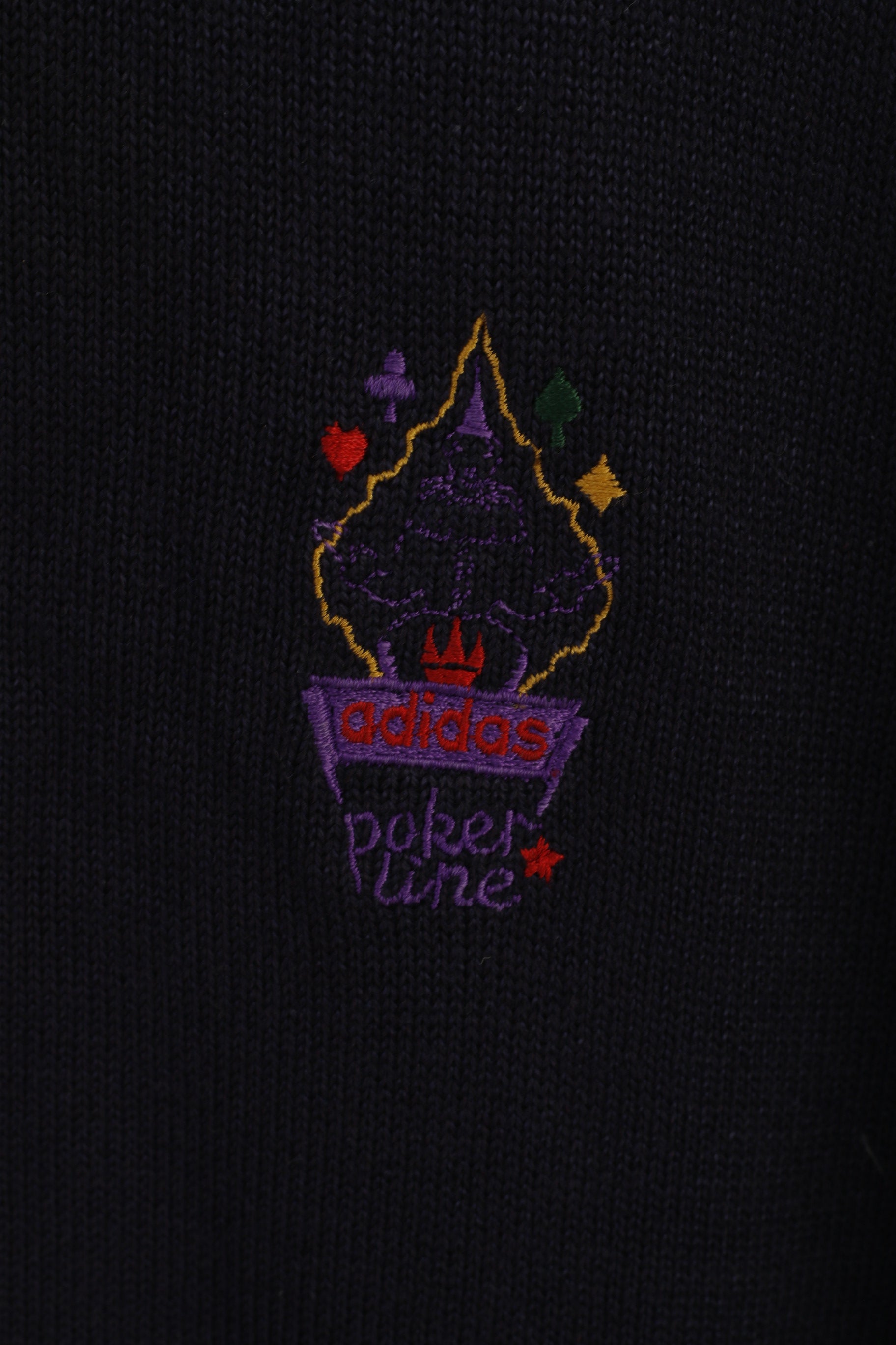 Adidas Men L Jumper Navy Cotton Poker Line Vintage Classic Retro Sweater