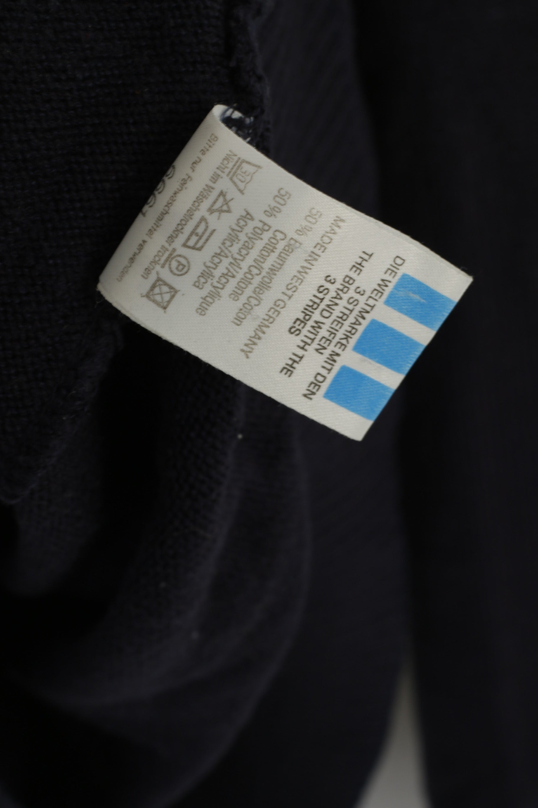 Adidas Men L Jumper Navy Cotton Poker Line Vintage Classic Retro Sweater