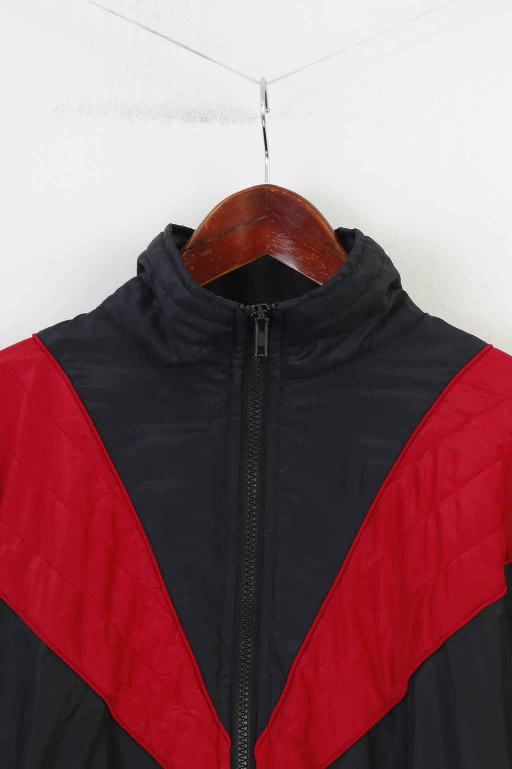 Place Men M Jacket Vintage Full Zipper Detachable Sleeves Collar Burgundy Top