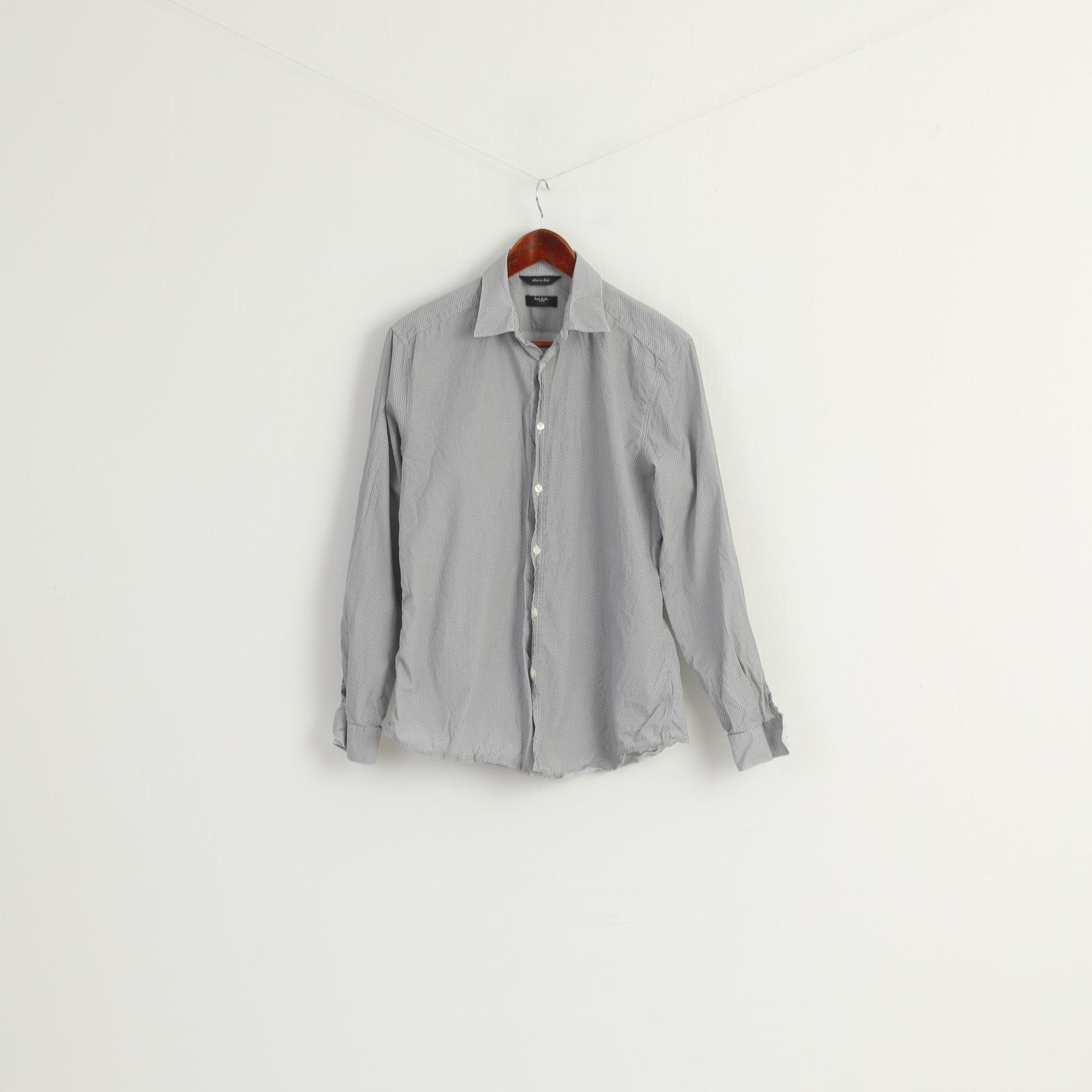 Paul Smith Men 15.5 39 M Casual Shirt Blue Cotton Printed Made in Italy Top