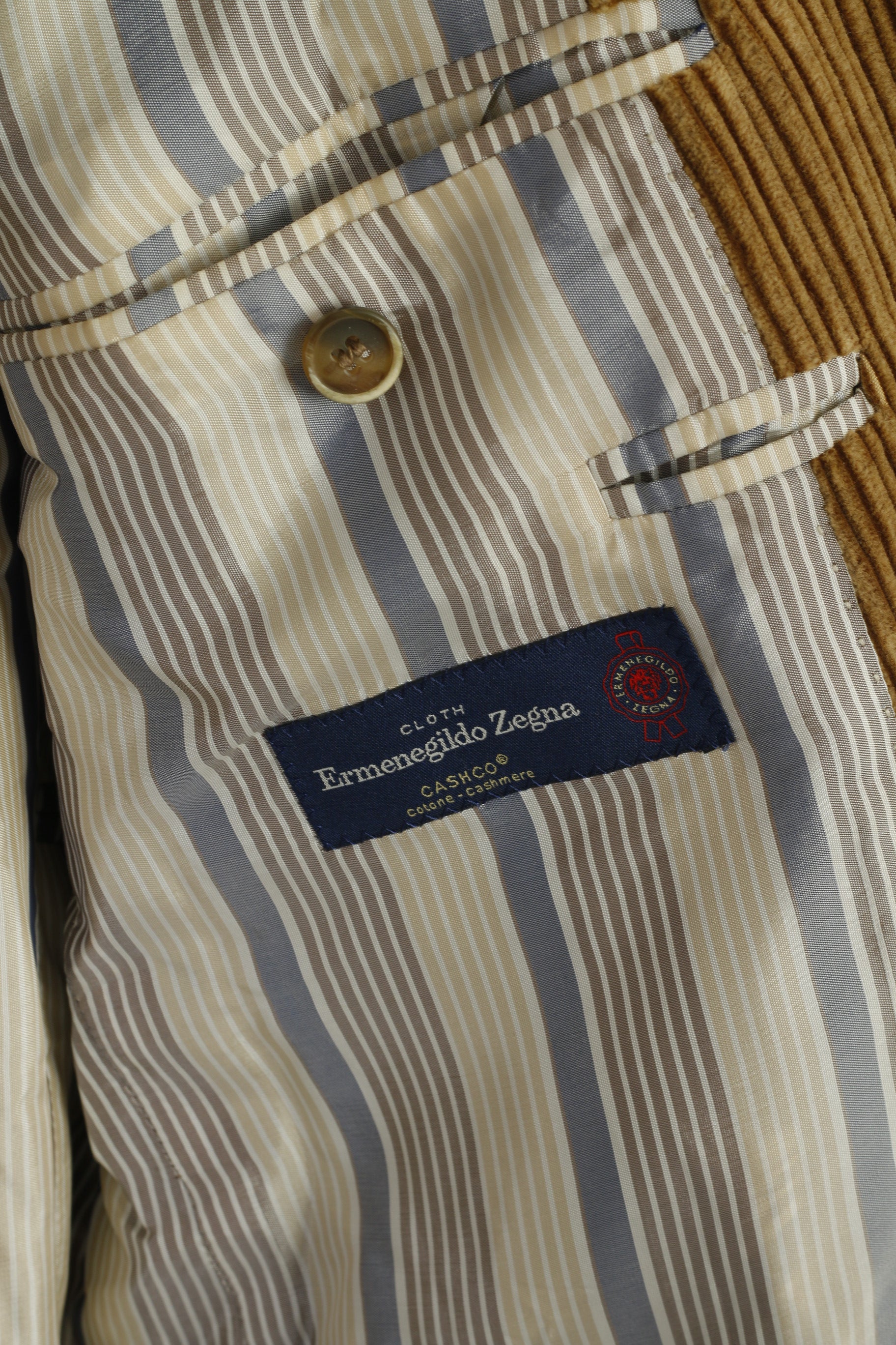 Ermenegildo Zegna Men 106 46 Blazer Brown Cotton Cashmere Vintage Classic Jacket