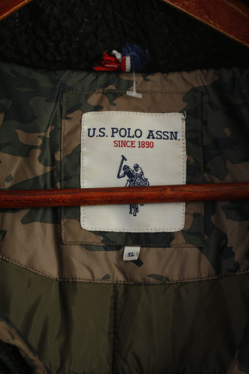 U.S. POLO ASSN. Men XL Jacket Green Camouflage Padded Hood Outdoor Parka