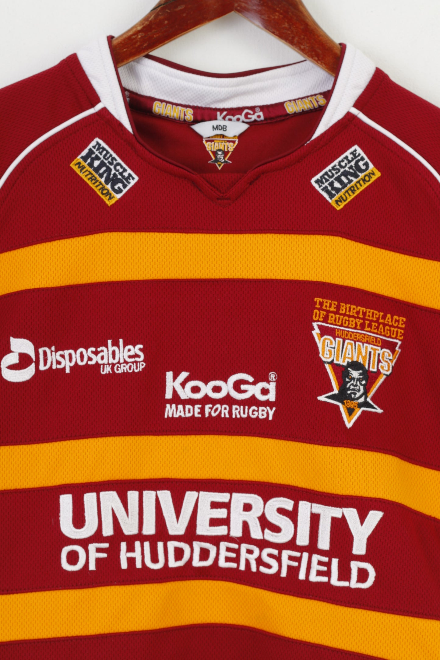 Kooga Garçons MDB 10 Âge Chemise Sport Polyester Bordeaux Manches Courtes Université de Huddersfield Rugby Giants Jersey Haut