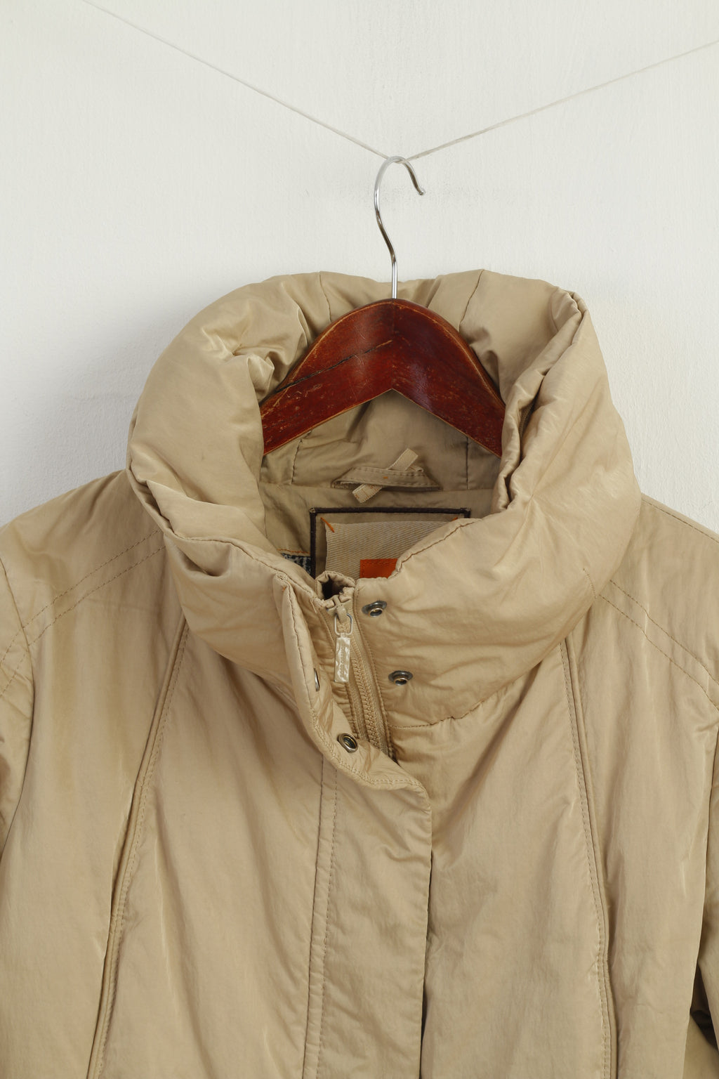 Hugo Boss Women 8 36 S Jacket Gold Shiny Real Down Padded Zip Up Casual Top