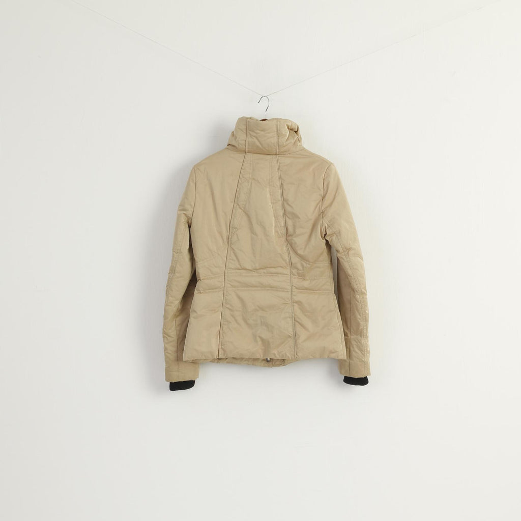 Hugo Boss Women 8 36 S Jacket Gold Shiny Real Down Padded Zip Up Casual Top