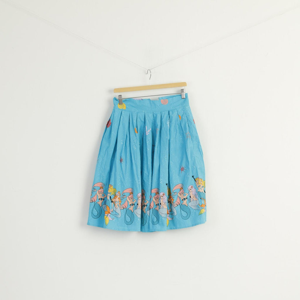 Dancing Days Women M Skirt Blue Cotton Midi Mermaids Fairy Dance