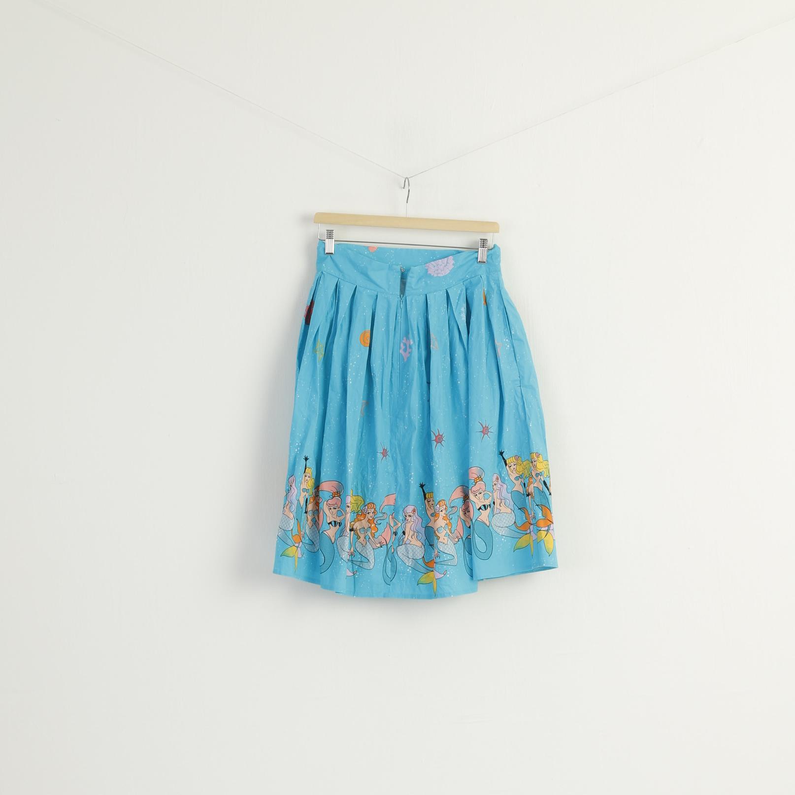 Dancing Days Women M Skirt Blue Cotton Midi Mermaids Fairy Dance