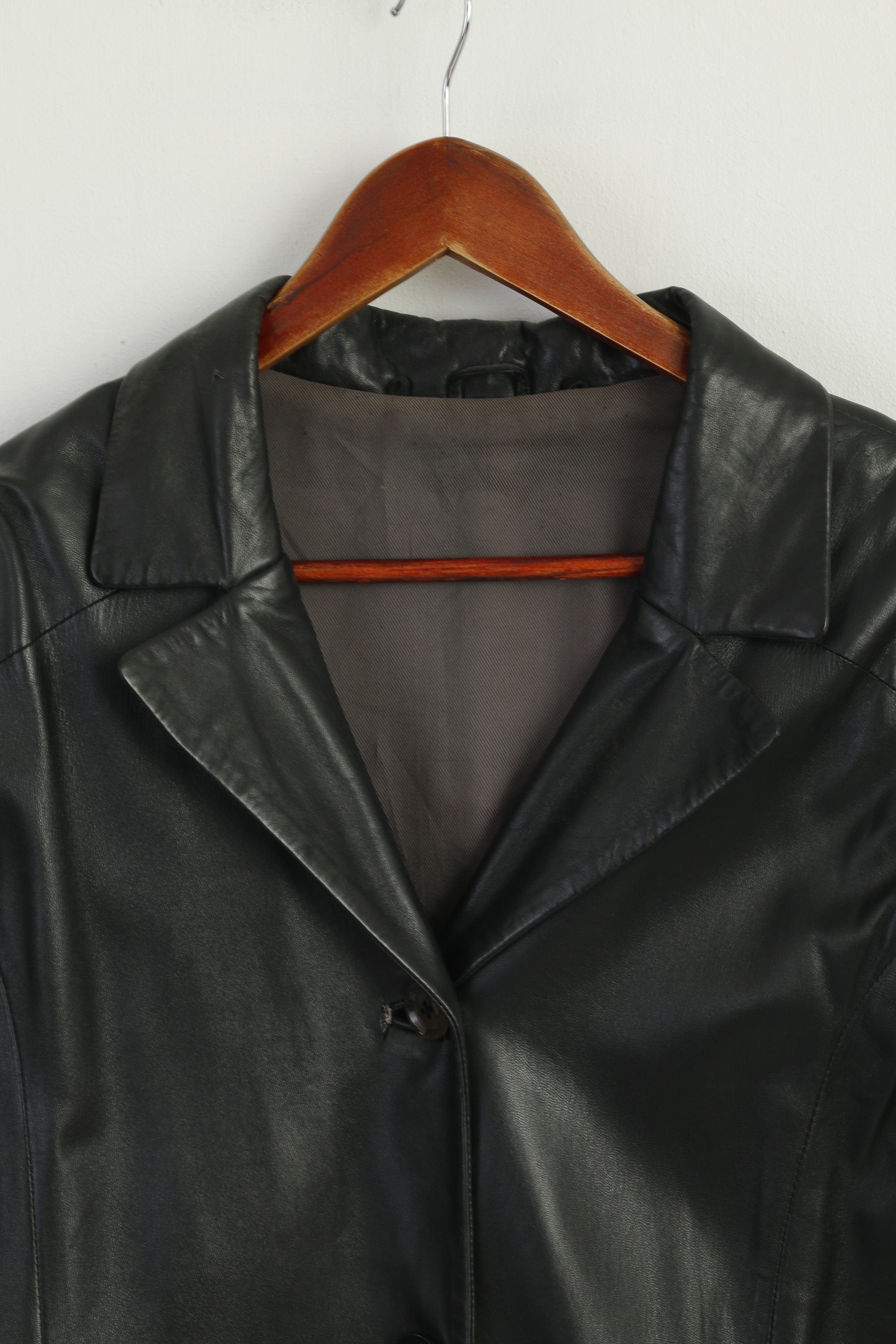 E.B. Company Women 18 44 L Jacket Black Soft leather Single Breasted Classic Vintage Top