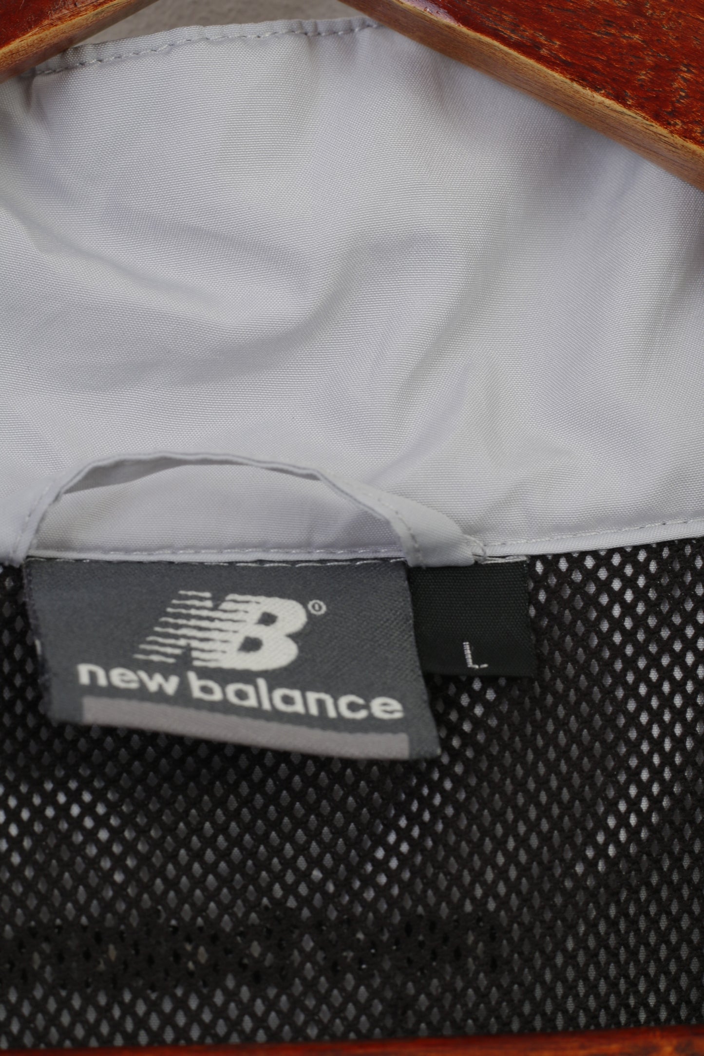 New Balance Hommes L Veste Gris Fermeture Éclair Complète Sport Polyester Col Haut