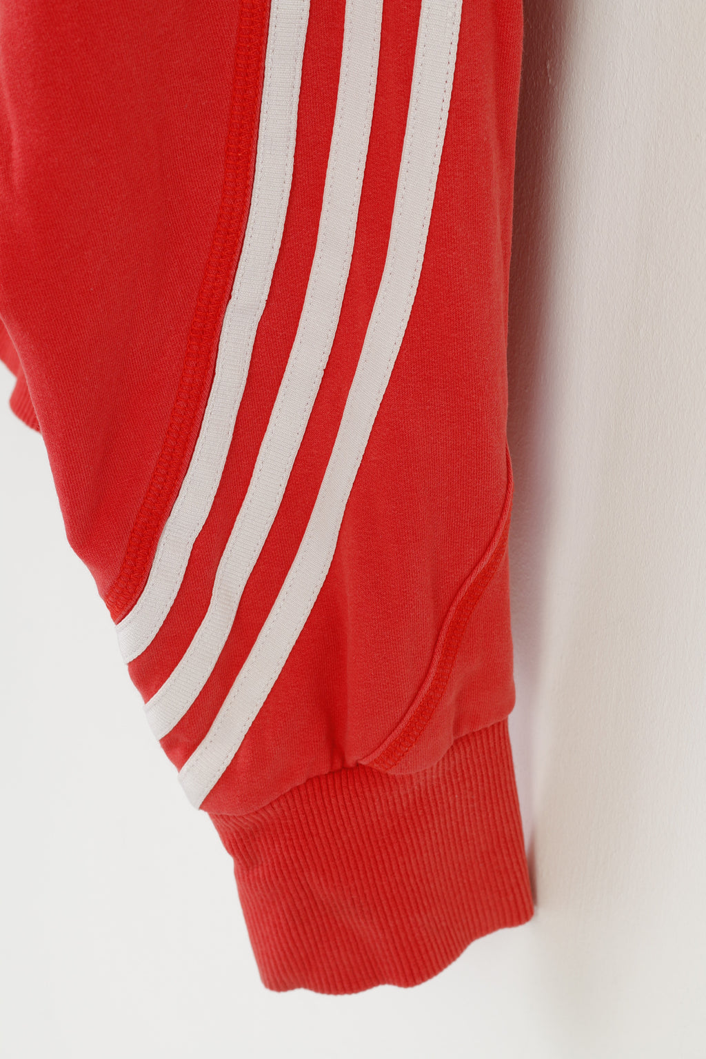Adidas Woman M Sweatshirt Hood Full Zipper Rouge Coton vintage Sport Top