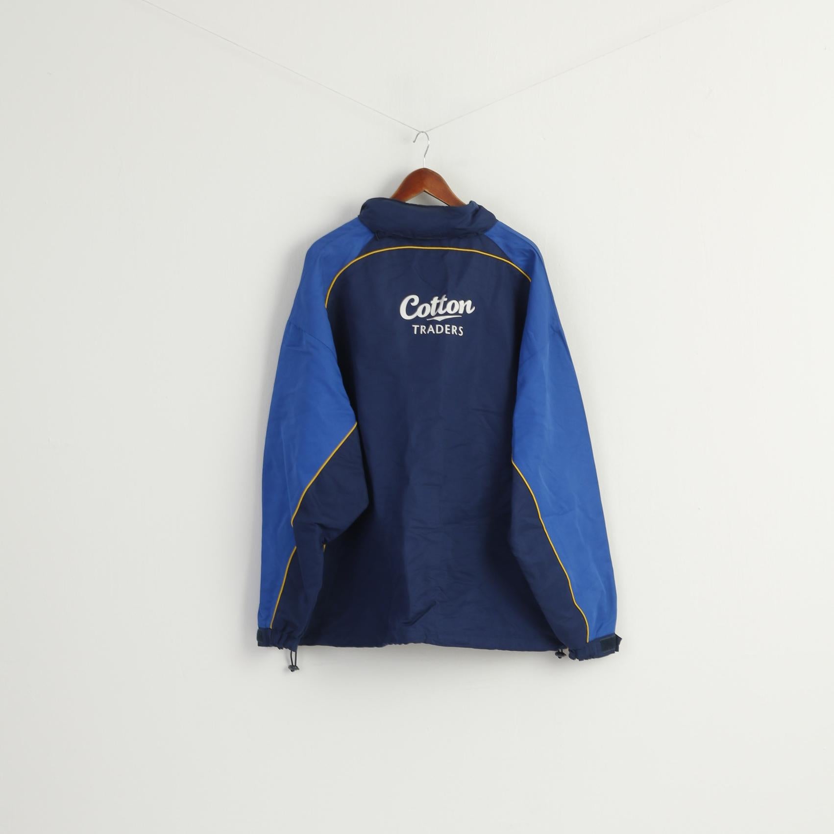 Cotton Traders Men XXL Pullover Jacket Navy Durham Cricket Vintage Hidden Hood Top