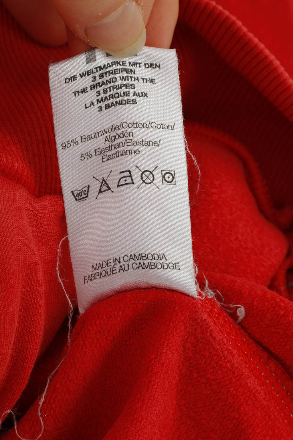 Adidas Woman M Sweatshirt Hood Full Zipper Rouge Coton vintage Sport Top