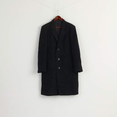 Burton Men M Coat Black Wool Cashmere Blend Vintage Made in Hungary Classic Top