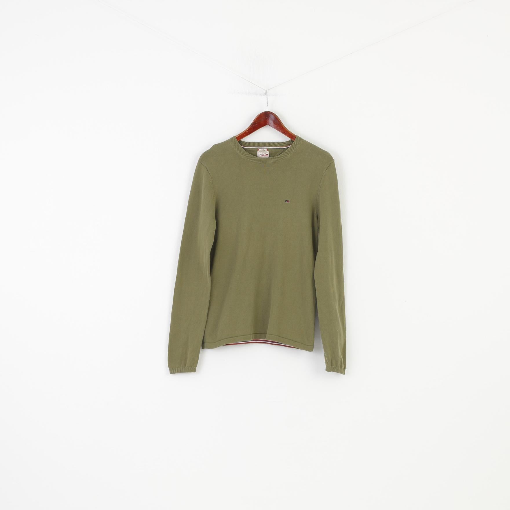 Tommy Hilfiger Men S Jumper Classic Crew Neck Green Denim Cotton Top