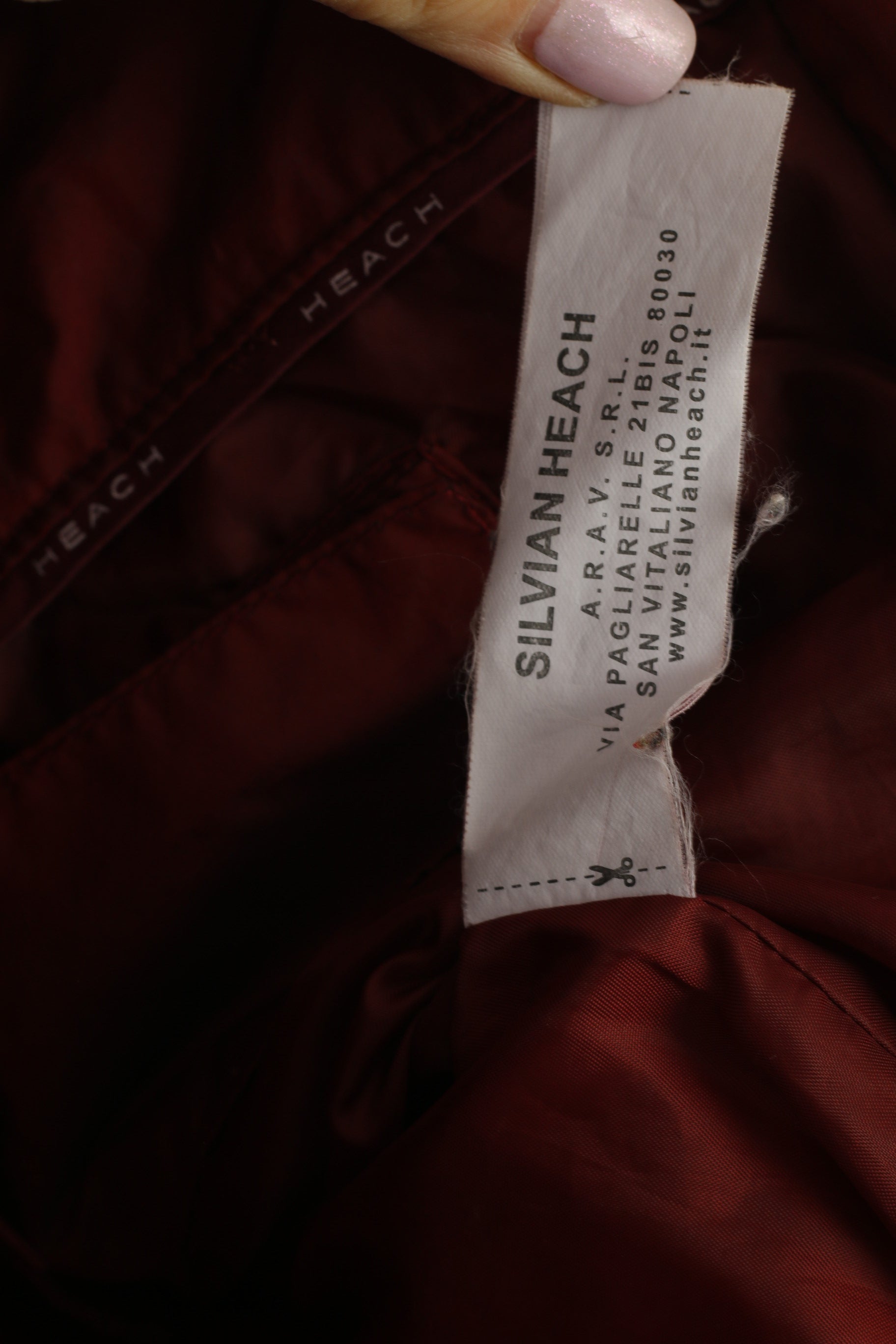 Silvian Heach Women S Jacket Burgundy Nylon Shiny Zip Up Cropped Top