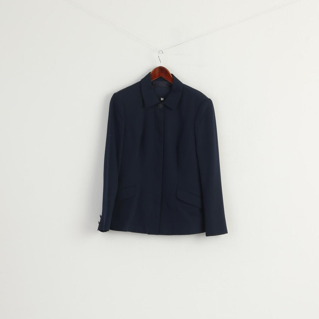 Versus Gianni Versace Women 28 42 S Blazer Navy Vintage Wool Nylon Single Breasted Top