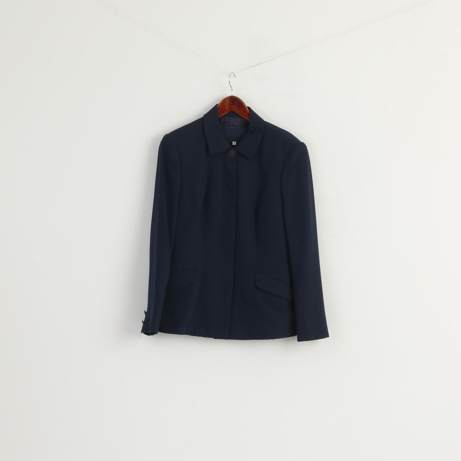 Versus Gianni Versace Women 28 42 S Blazer Navy Vintage Wool Nylon Single Breasted Top