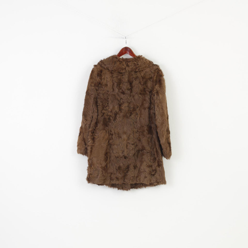 Echt Pelz Woman M Real Fur Jacket Brown Shiny Silky Pockets Vintage Top