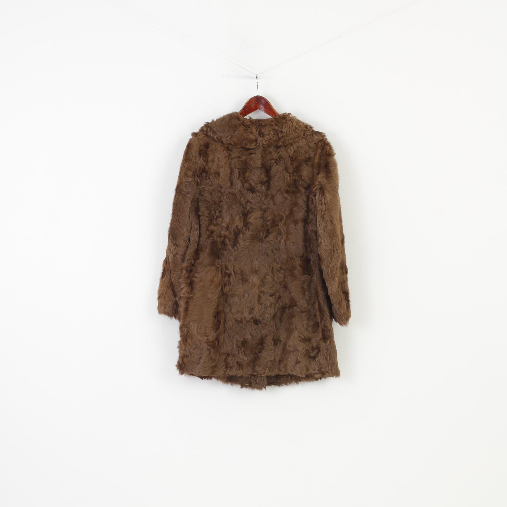 Echt Pelz Woman M Real Fur Jacket Brown Shiny Silky Pockets Vintage Top