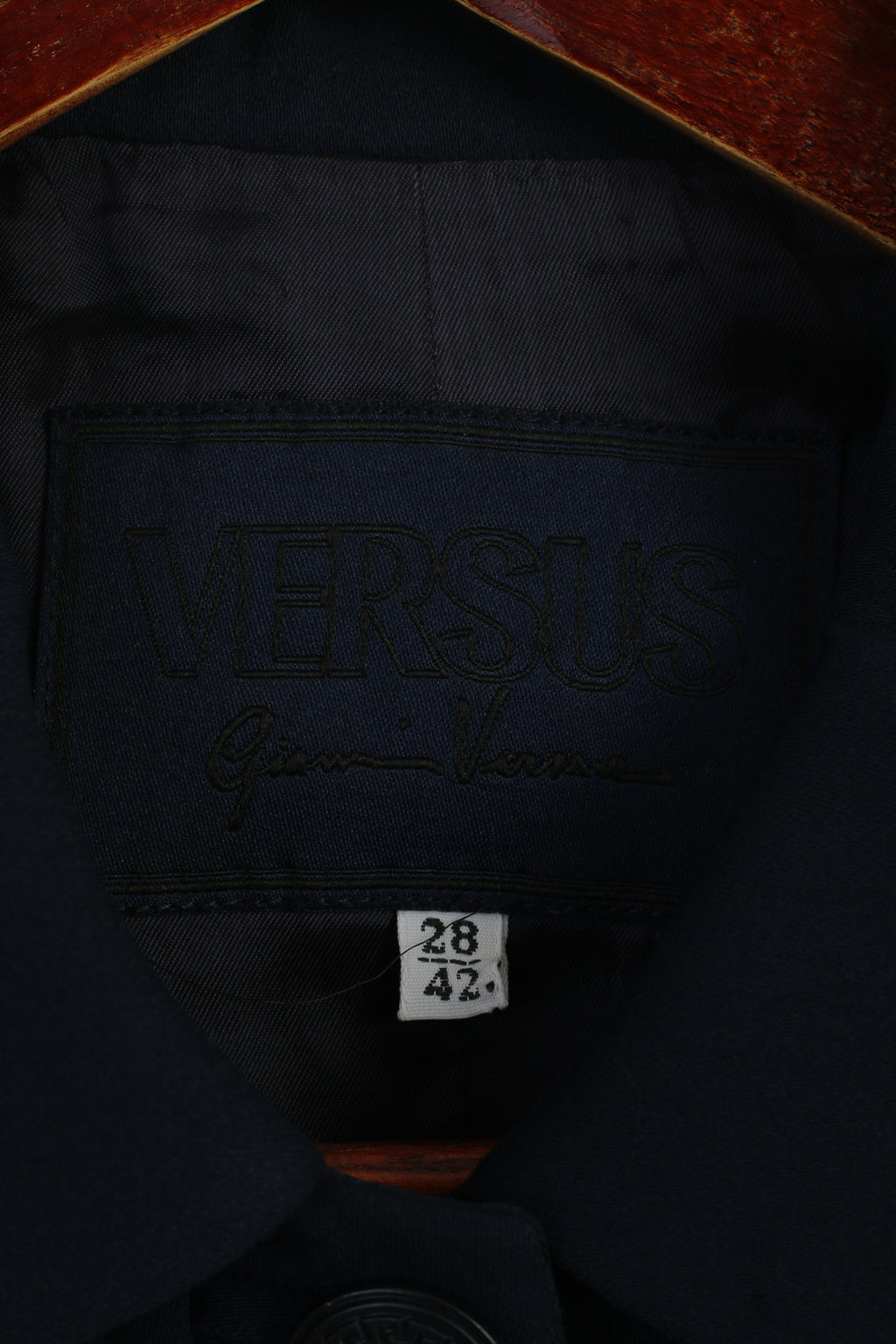 Versus Gianni Versace Women 28 42 S Blazer Navy Vintage Wool Nylon Single Breasted Top