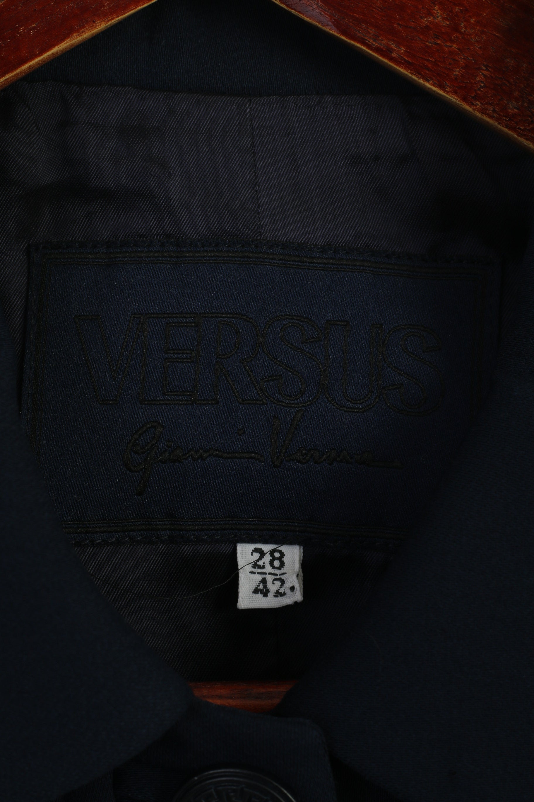 Versus Gianni Versace Women 28 42 S Blazer Navy Vintage Wool Nylon Single Breasted Top