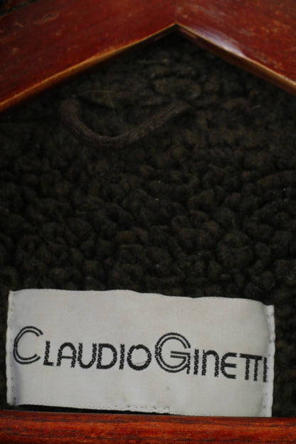 Claudio Ginetti Femme 3XL Veste En Cuir Kaki Chaud Vintage Bas Rembourré Haut