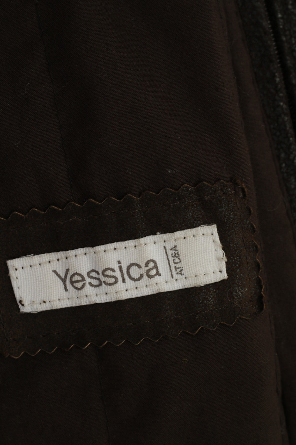 C&A Woman 46 S Leather Jacket Brown Full Zipper Belt Hood Pockets Vintage Top