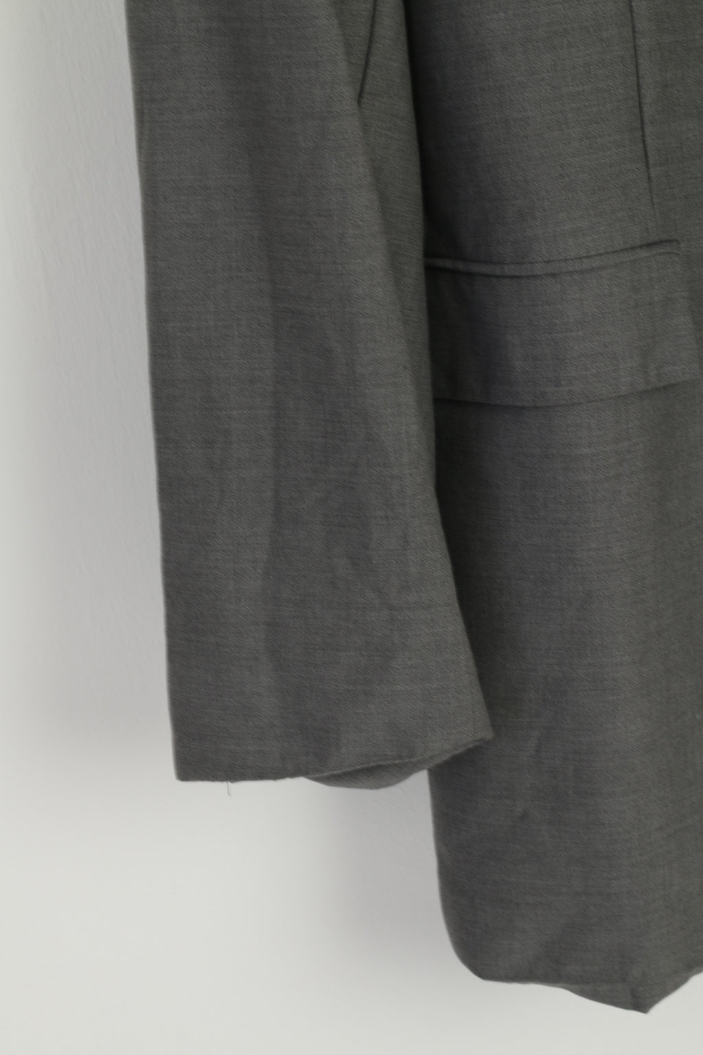 Pierre Cardin Men 44 Long Blazer Gray Shiny 100% Wool Super 100 Vintage Jacket