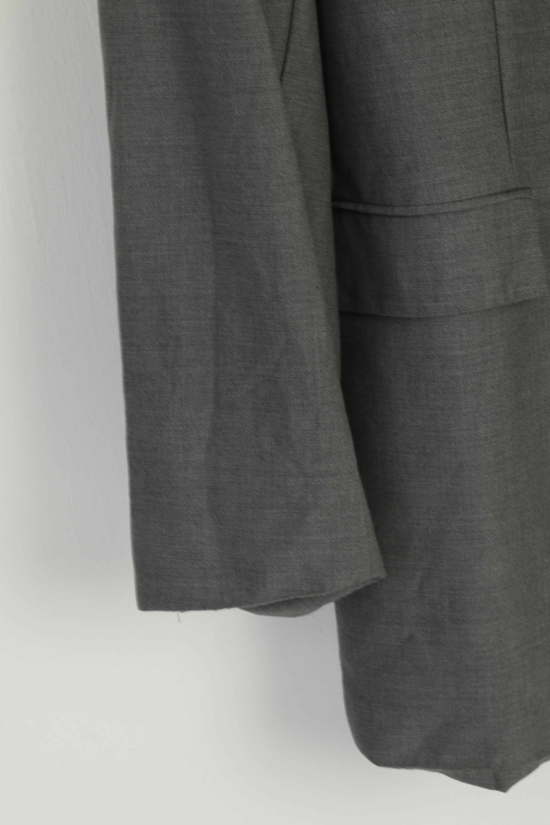 Pierre Cardin Men 44 Long Blazer Gray Shiny 100% Wool Super 100 Vintage Jacket