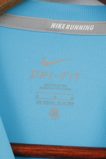 Nike Boys 10-12 Age Shirt Blue Sport Polyester Training Football Running Dri-Fit Jersey  Top