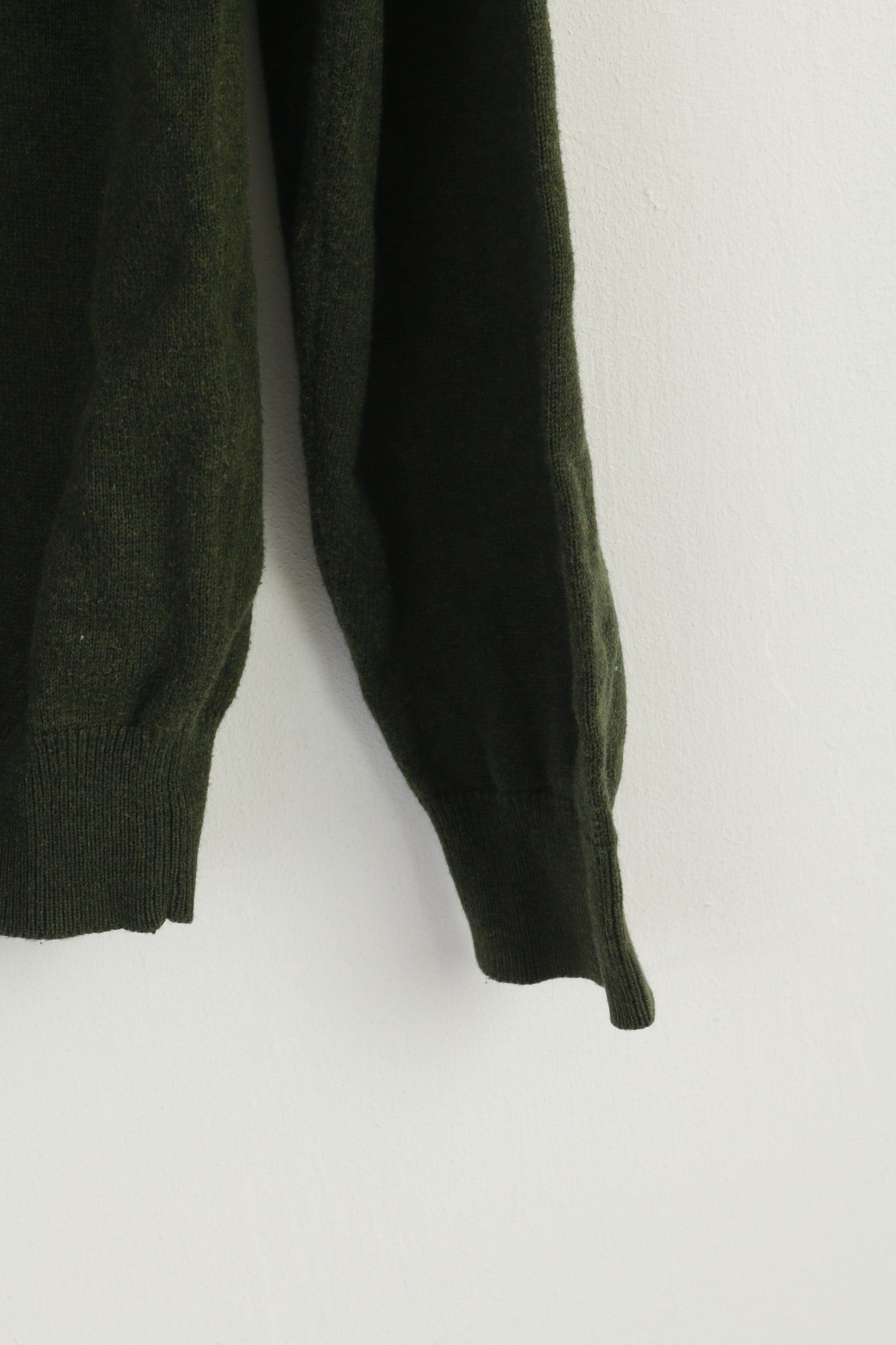 Massimo Dutti Men L (M) Jumper Green Cotton Cashmere Blend Zip Neck Sweater