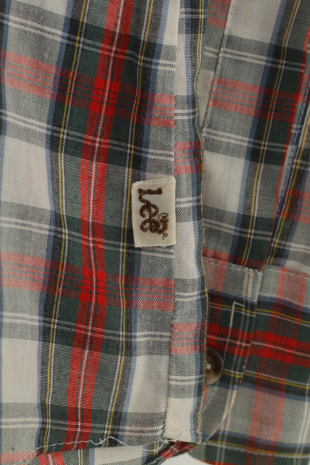 Lee Men M Casual Shirt Checkered Long Sleeve Collar Cream Red Top