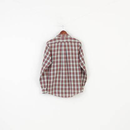 Lee Men M Casual Shirt Checkered Long Sleeve Collar Cream Red Top