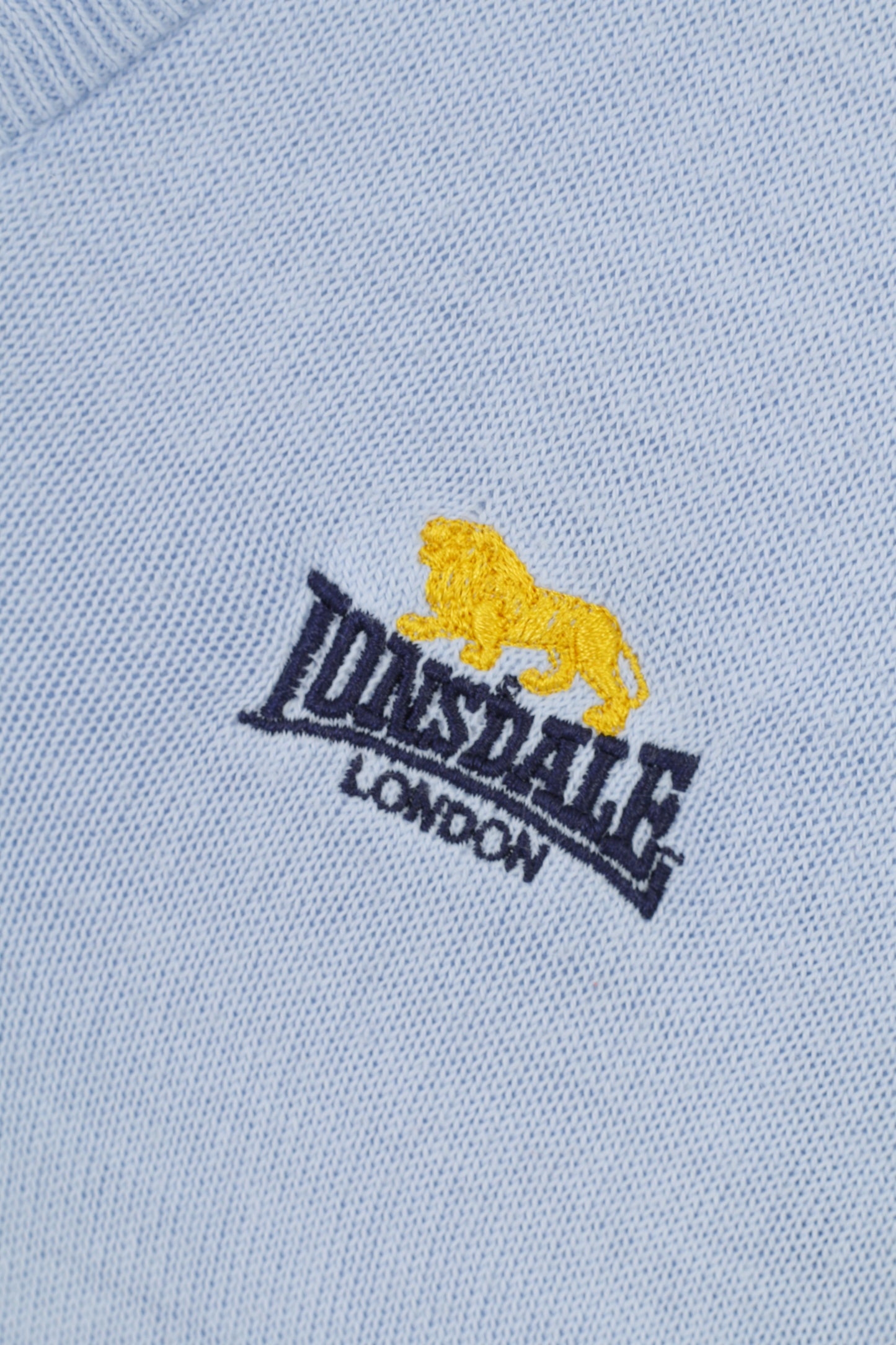 Lonsdale Uomo L Maglione Blu Scollo a V Inghilterra Logo Acrilico Top Classico