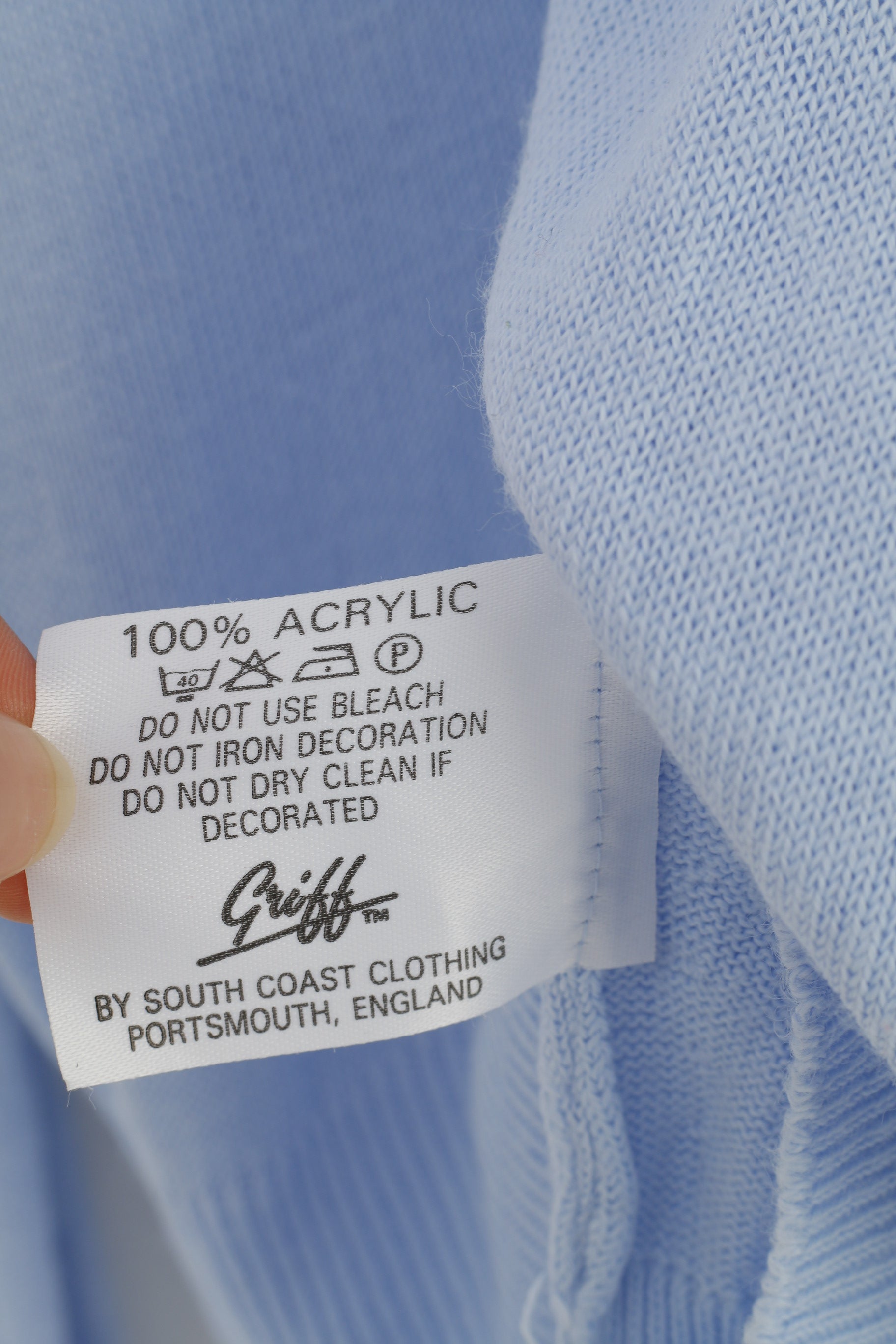 Lonsdale Uomo L Maglione Blu Scollo a V Inghilterra Logo Acrilico Top Classico