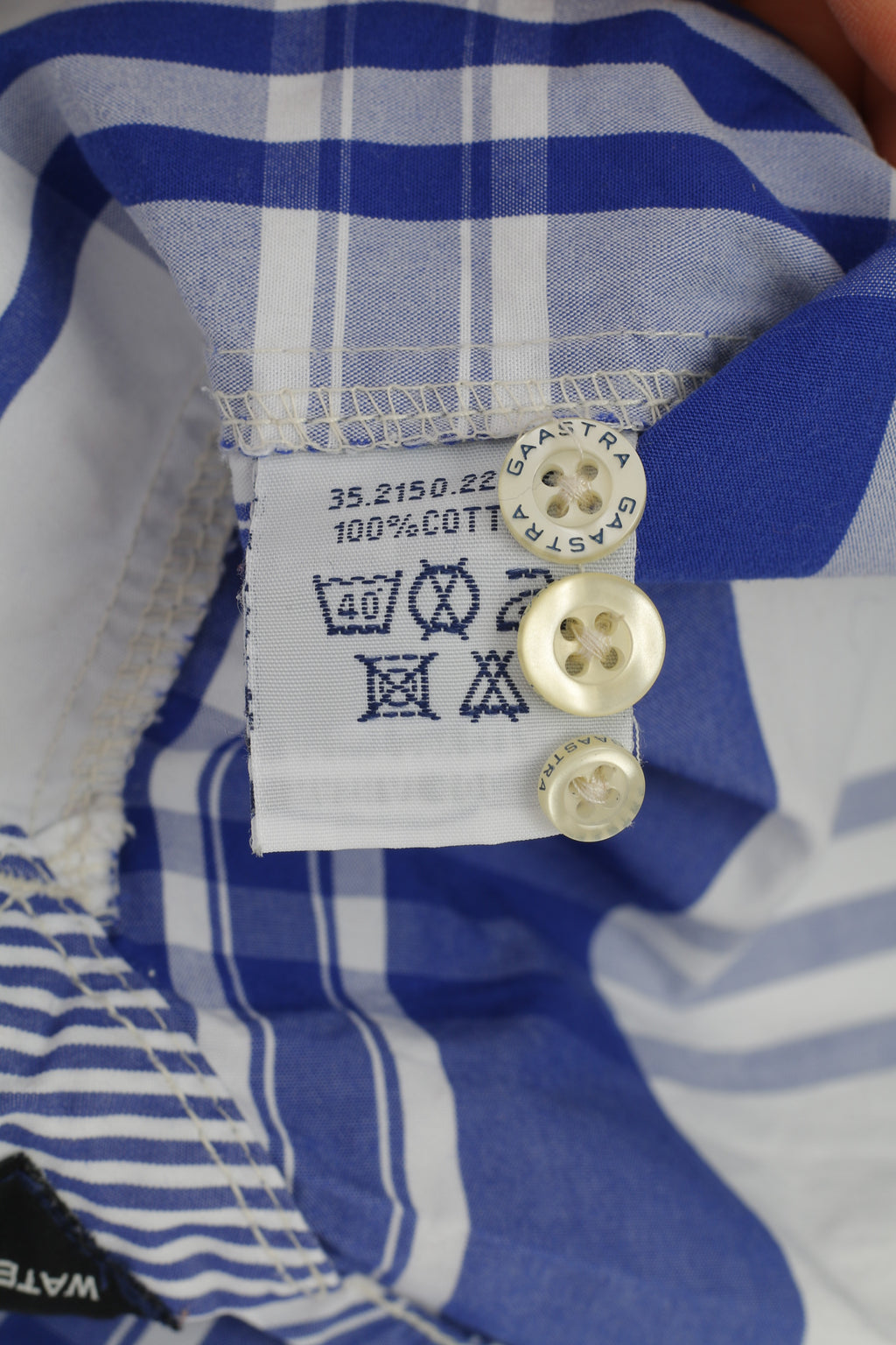 Gaastra Men M Casual Shirt Checkered Cotton White Blue Collar Long Sleeve Collar ELegant Top