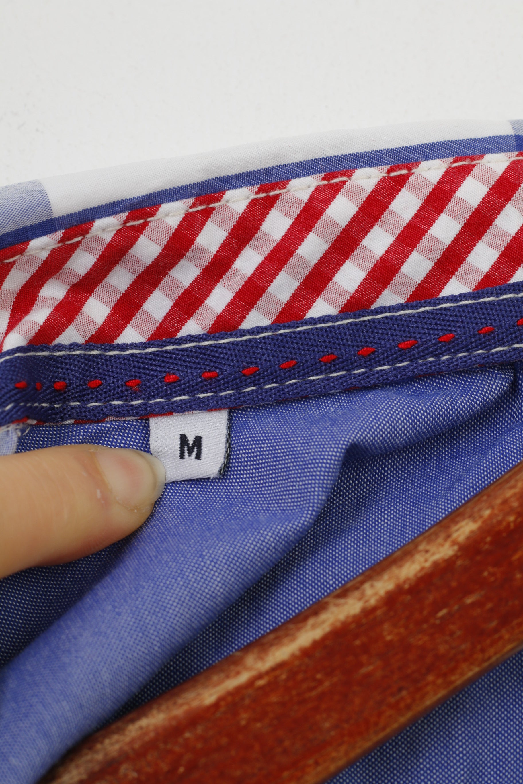 Gaastra Men M Casual Shirt Checkered Cotton White Blue Collar Long Sleeve Collar ELegant Top